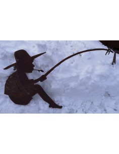 Menschen und Silhouetten Fischender Angler Manni mit Rohr als Steckverbindung - 90 cm lang Fischender Angler Manni mit einer Roh