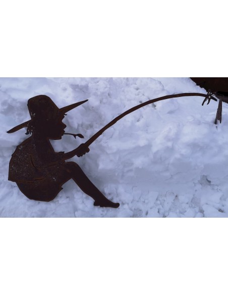 Menschen und Silhouetten Fischender Angler Manni mit Rohr als Steckverbindung - 90 cm lang Fischender Angler Manni mit einer Roh Menschen und Silhouetten Fischender Angler Manni mit Rohr als Steckverbindung - 90 cm lang Fischender Angler Manni mit einer Roh