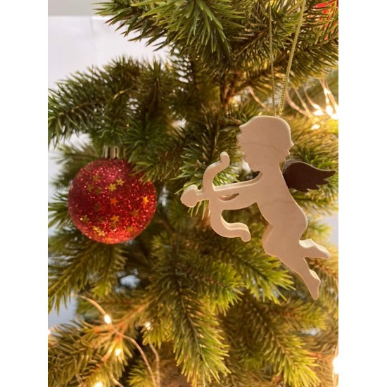 Ahorn Engel mit Rostflügel Engel mit Bogen als Christbaumschmuck - Ahornholz und Edelrostflügel - Typ 5 Höhe 8 cm Dieser Engel f