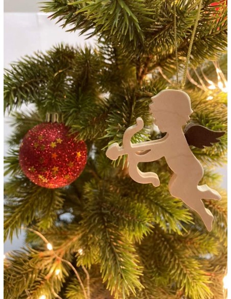 Ahorn Engel mit Rostflügel Engel mit Bogen als Christbaumschmuck - Ahornholz und Edelrostflügel - Typ 5 Höhe 8 cm Dieser Engel f