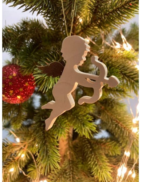 Ahorn Engel mit Rostflügel Engel mit Bogen als Christbaumschmuck - Ahornholz und Edelrostflügel - Typ 5 Höhe 8 cm Dieser Engel f