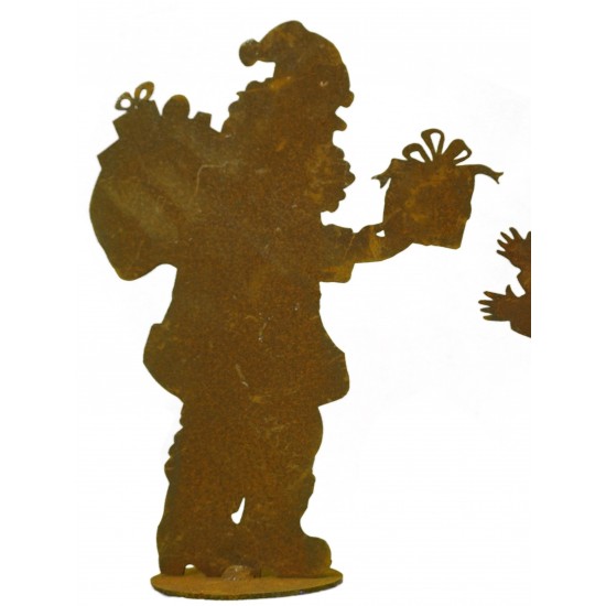 Weihnachtsdeko Santa auf Platte - 30 cm hoch Weihnachtsmann - Nikolaus 
Weihnachtsfigur Weihnachtsmann mit Rucksack und Geschen