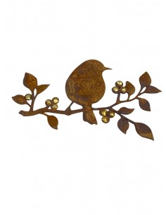 Gartendeko Rost Goldbeerenast mit Vogel - Ø 24 cm - zum Hängen 
Breite24 cm
Verziert mit Goldpunkten
