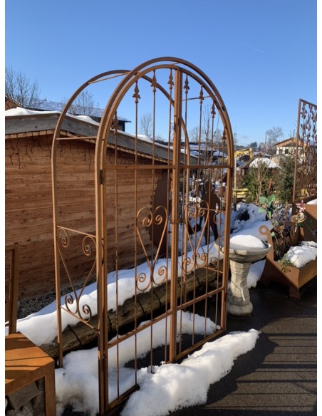Rosenbogen Metall Rosenbogen mit Türe - zweiflügelig Breite 125 cm Höhe 200 cm, edelrost 
Höhe 200 cm
Breite 125 cm
Tiefe 44 