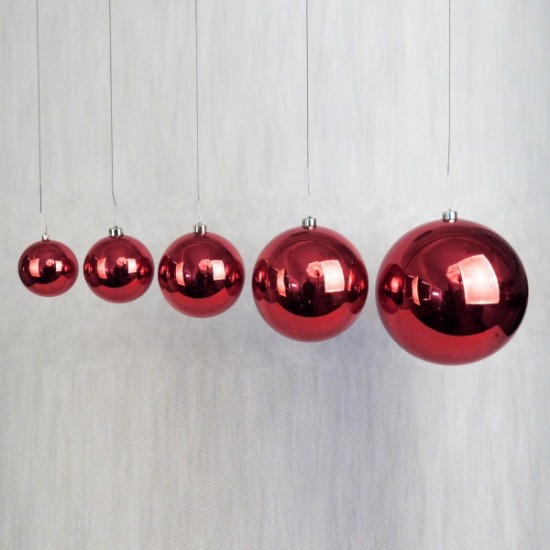Weihnachtsbaumschmuck und Christbaumschmuck Christbaumkugel rot zum Hängen Ø 30 cm (Kunststoff) Christbaumkugel rot aus Kunststo