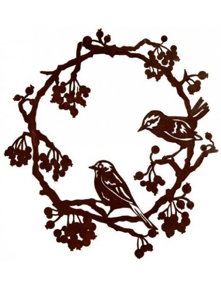 Deko zum Hängen Kranz mit 2 Vögeln und Beeren zum Hängen - Ø 40 cm Schöner Kranz aus Edelrost zum Aufhängen mit 2 Vögelchen und  Deko zum Hängen Kranz mit 2 Vögeln und Beeren zum Hängen - Ø 40 cm Schöner Kranz aus Edelrost zum Aufhängen mit 2 Vögelchen und