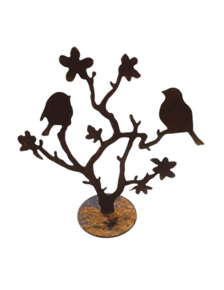 Vogel Deko Kirschblütenzweig mit Vögeln klein 26 cm hoch Höhe 26 cm
vorne an Platte geschweißt
