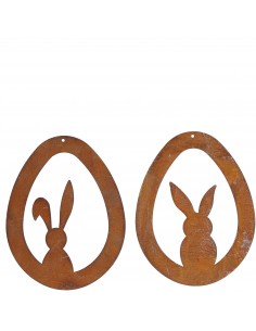 Osterei mit Hase aus Metall zum Aufhängen