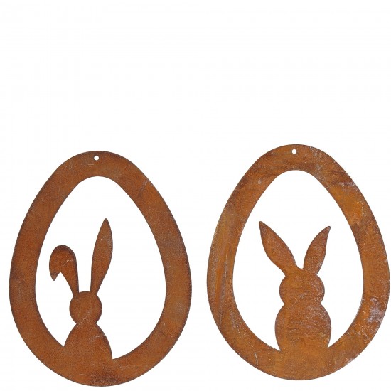 Osterei mit Hase aus Metall zum Aufhängen
