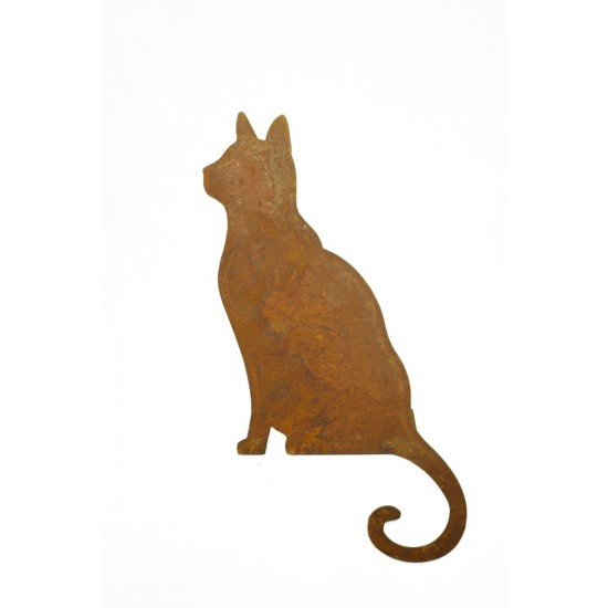 Deko Katzen und Mäuse Katze seitlich Kantenhocker Höhe 42 cm - Gartendeko aus Metall Schöne Kantenhocker Katze für Mauervorsprun