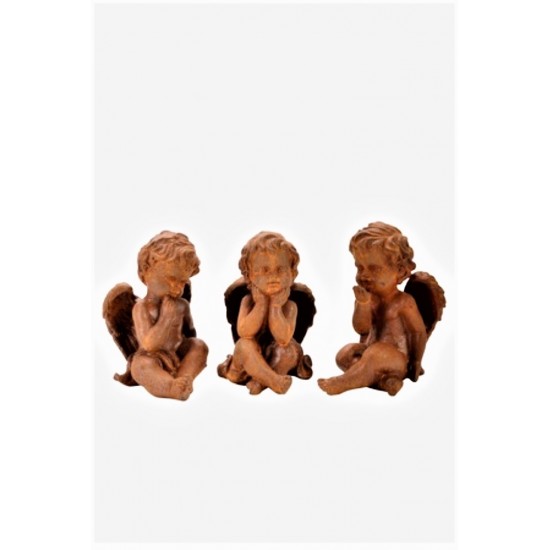 Engelfiguren kaufen und Engel Bastel-Ideen Gusseisen Engelskinder sitzend Rost - 3 tlg. Set - 11 cm hoch 3 Engelskinder sitzend 