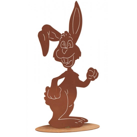 Hase glücklich auf Platte- Osterhase groß - Höhe 47 cm