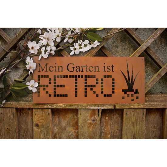 Gartenschild - Mein Garten ist RETRO - Breite 60 cm