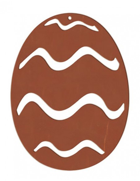 Osterei für Draußen aus Metall - Streifen - mittel 13,5 cm