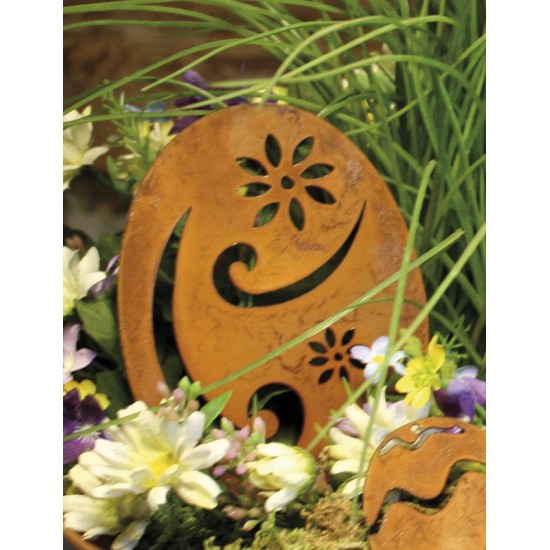 Deko Osterei mit Ornamentmotiv - mittel Höhe 13,5 cm