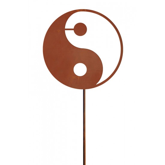 Yin Yang Gartenstecker - aus Edelrost- Ø 40 cm