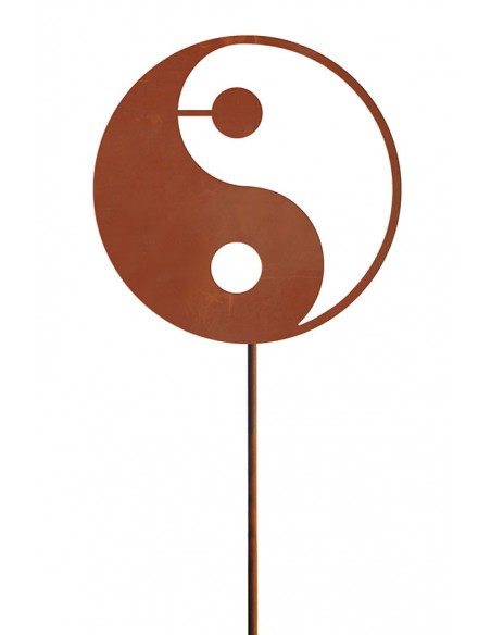 Yin Yang Gartenstecker - aus Edelrost- Ø 40 cm
