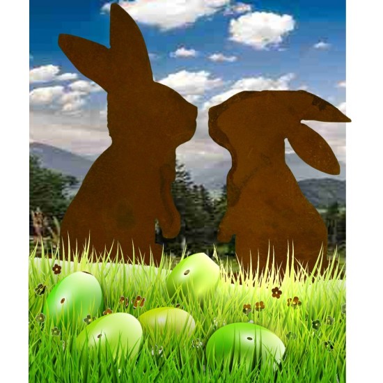Osterhasen küssende Osterhasen 2er Set - Edelrost Hasen Pärchen 2er Set Deko Osterhasen - zusammen eine tolle Dekoide zu OsternH