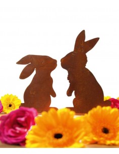 Osterhasen küssende Osterhasen 2er Set - Edelrost Hasen Pärchen 2er Set Deko Osterhasen - zusammen eine tolle Dekoide zu OsternH 2