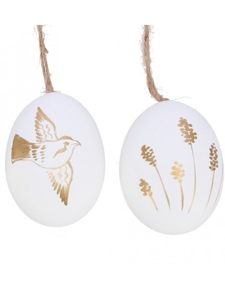 Ostereier zum Aufhängen - Natur und Bunte Deko Eier Ostereier zum Hängen - 12 Stk im Set - Weiß mit Golddekor - Echtes Hühnerei  Ostereier zum Aufhängen - Natur und Bunte Deko Eier Ostereier zum Hängen - 12 Stk im Set - Weiß mit Golddekor - Echtes Hühnerei