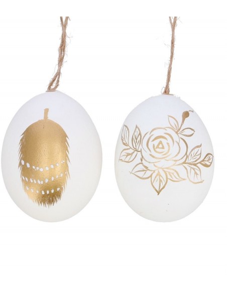 Ostereier zum Aufhängen - Natur und Bunte Deko Eier Ostereier zum Hängen - 12 Stk im Set - Weiß mit Golddekor - Echtes Hühnerei  Ostereier zum Aufhängen - Natur und Bunte Deko Eier Ostereier zum Hängen - 12 Stk im Set - Weiß mit Golddekor - Echtes Hühnerei