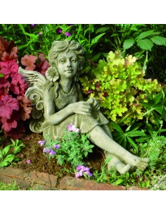Edelrost Fee mit Blume Draußen Garten Deko 40cm Gartenfigur Gartendekoration 