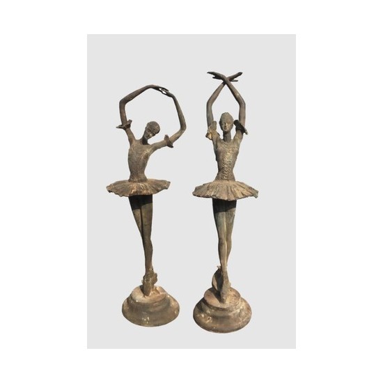 Ballerina Gusseisen Skulptur für den Garten - 2er Set je 125 cm hoch 65970