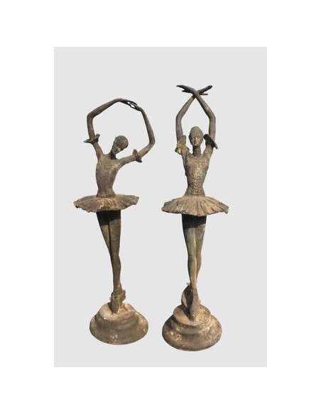 Ballerina Gusseisen Skulptur für den Garten - 2er Set je 125 cm hoch 65970