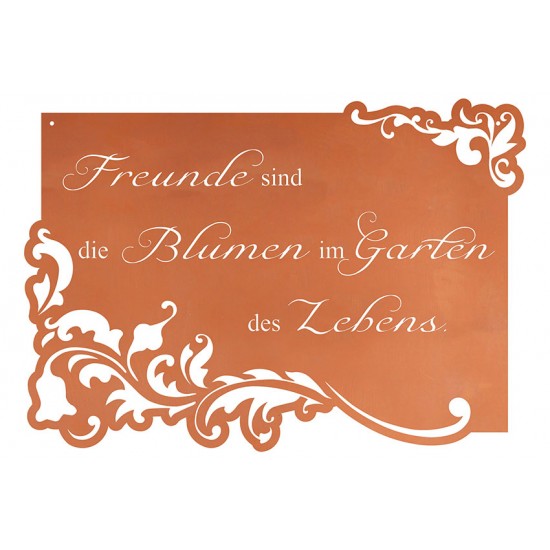 Spruchtafel - Freunde sind die Blumen im Garten des Lebens - Breite 57 cm