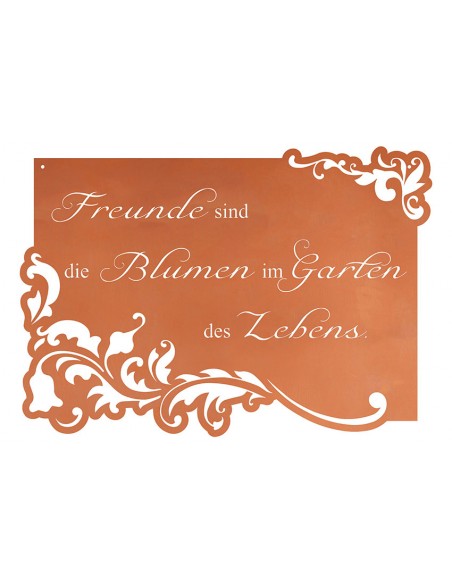 Spruchtafel - Freunde sind die Blumen im Garten des Lebens - Breite 57 cm
