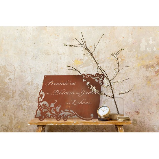Spruchtafel - Freunde sind die Blumen im Garten des Lebens - Breite 57 cm