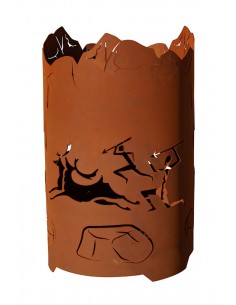 Runder Feuerkorb mit Höhlenmalereien - Höhe 66 cm