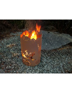 LED Lampe Kugel Ø 37 cm Feuerschale "Flammen" Metall Rost Feuerkorb Deko m
