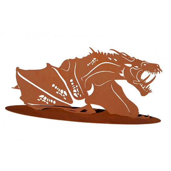 Feuerspeiende Drachenfigur aus Metall - Höhe 22 cm
