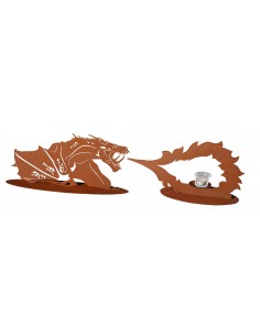 Feuerspeiende Drachenfigur aus Metall - Höhe 22 cm