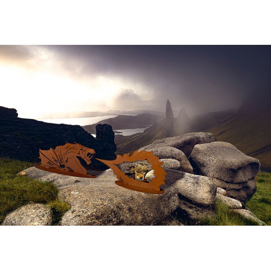 Feuerspeiende Drachenfigur aus Metall - Höhe 22 cm