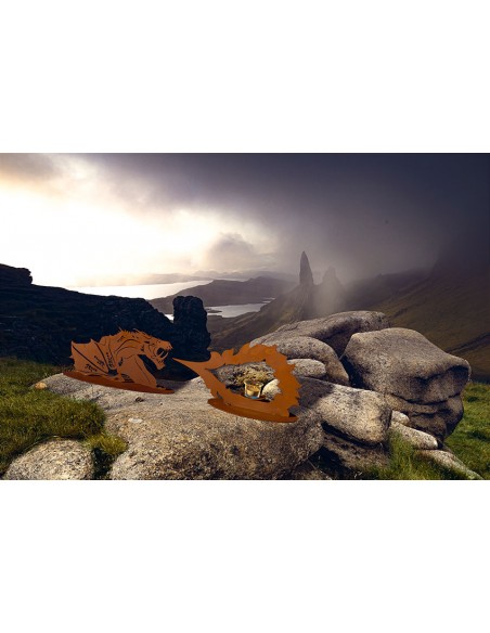 Feuerspeiende Drachenfigur aus Metall - Höhe 22 cm