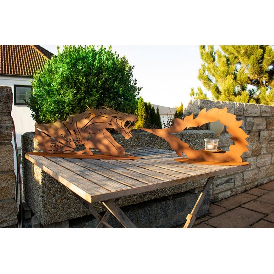 Feuerspeiende Drachenfigur aus Metall - Höhe 22 cm