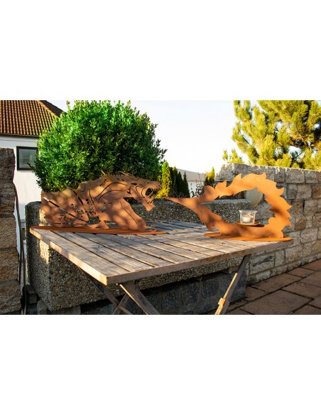 Feuerspeiende Drachenfigur aus Metall - Höhe 22 cm