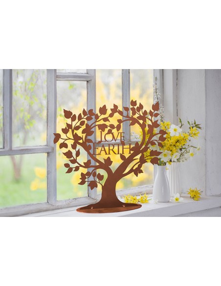 Dekobaum aus Metall mit Schriftzug - Love Earth - Höhe 42 cm