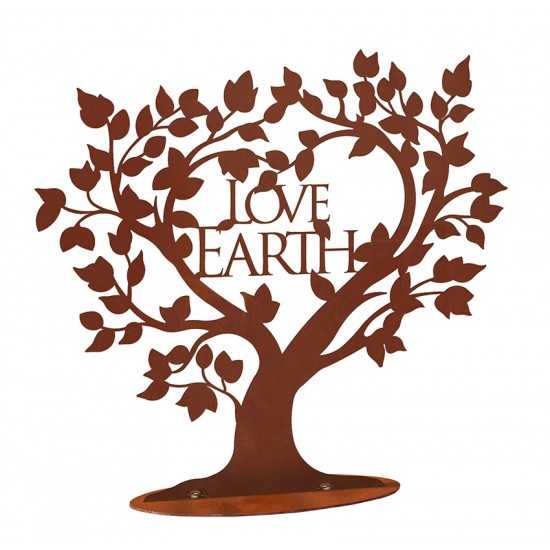 Dekobaum aus Metall mit Schriftzug - Love Earth - Höhe 42 cm