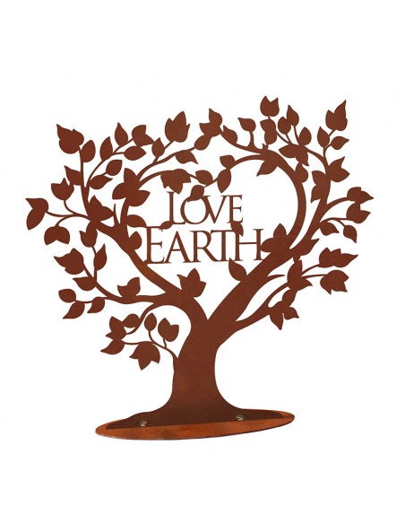 Dekobaum aus Metall mit Schriftzug - Love Earth - Höhe 42 cm