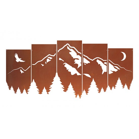 Edelrost Wandbild Quintet mit Bergmotiv - Höhe 43 cm