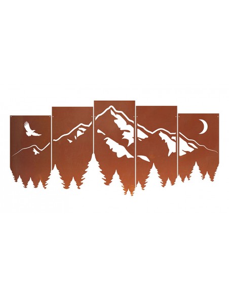 Edelrost Wandbild Quintet mit Bergmotiv - Höhe 43 cm