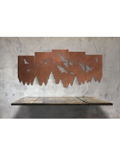 Edelrost Wandbild Quintet mit Bergmotiv - Höhe 43 cm 2