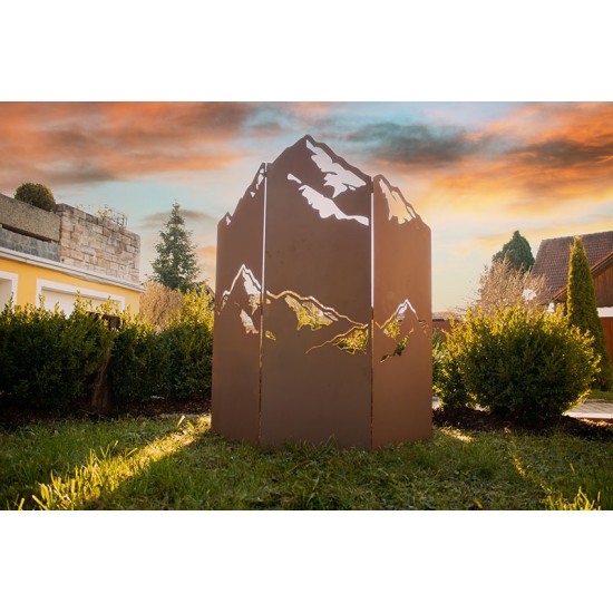 Rost Raumteiler - Sichtschutzwand mit Bergmotiv - Höhe 120 cm