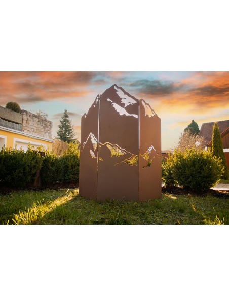 Rost Raumteiler - Sichtschutzwand mit Bergmotiv - Höhe 120 cm