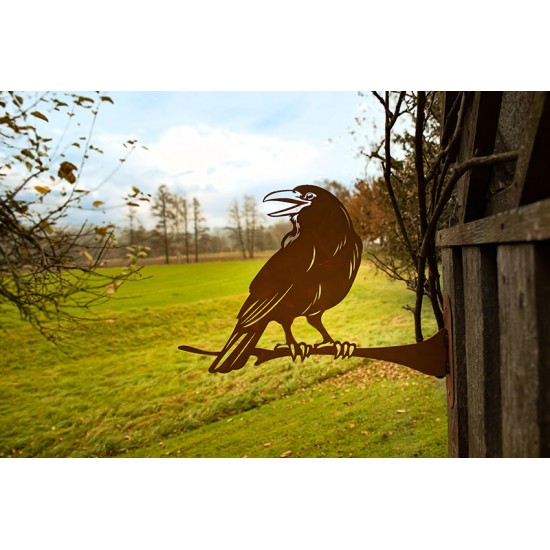 Rabe Edgar zum Anschrauben - Rostdeko - Breite 47 cm