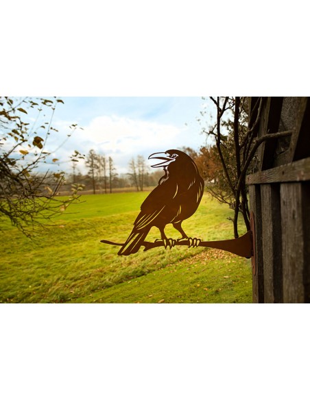 Rabe Edgar zum Anschrauben - Rostdeko - Breite 47 cm