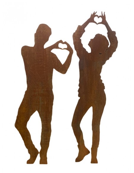 Menschen und Silhouetten Lebensgroße Figur - Tom - Hände bilden ein Herz - 184 cm hoch 
Lebensgroße Silhouette eines Mannes Tom